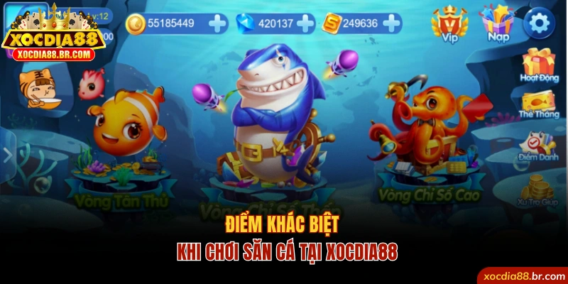 Điểm khác biệt khi chơi săn cá tại Xocdia88